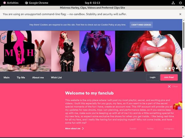 Join Mistress Harley For Free